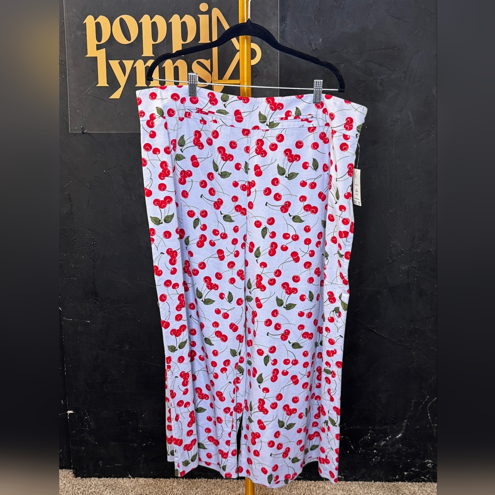 Mauve Cherry Print Pajama Bottoms in Red and White